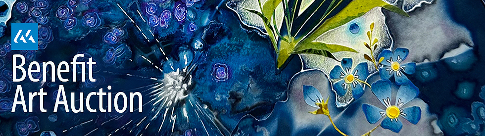 Image: Water Garden (detail), enhanced cyanotype – a 2025 auction donation by Ann-Marie Gillett.